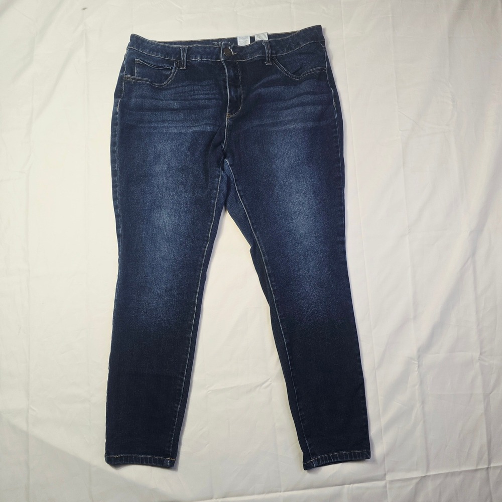 Time and Tru Women Skinny Jeans Size 16 Blue Dark Wash Mid Rise Stretch Denim